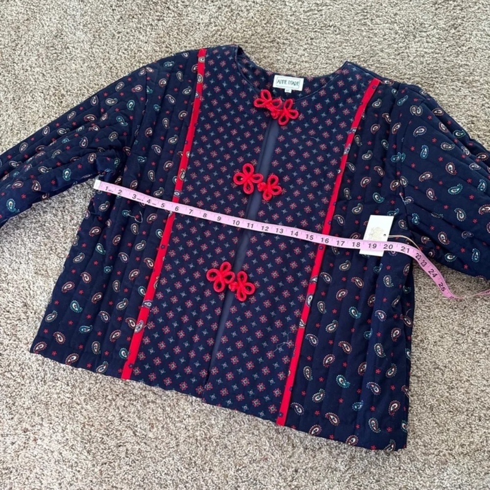 NWT Vintage Anne Marie Les Olivades Provence Quilted Blue Paisley Jacket Size XL - Picture 10 of 11